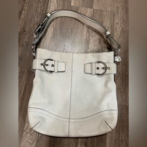 COACH Signature crossbody convertible leather shoulder bag white slim 453 Hobo